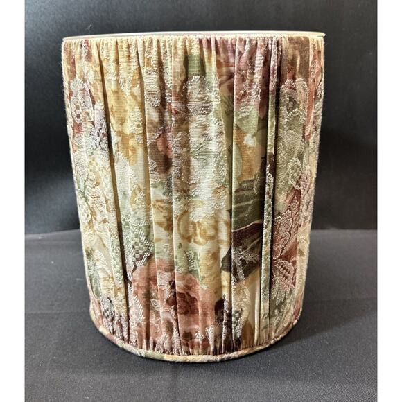 Vintage Croscill Cotswold Pleated Fabric Wastebasket Can W/ Liner & Tissue Cover - Picture 4 of 16